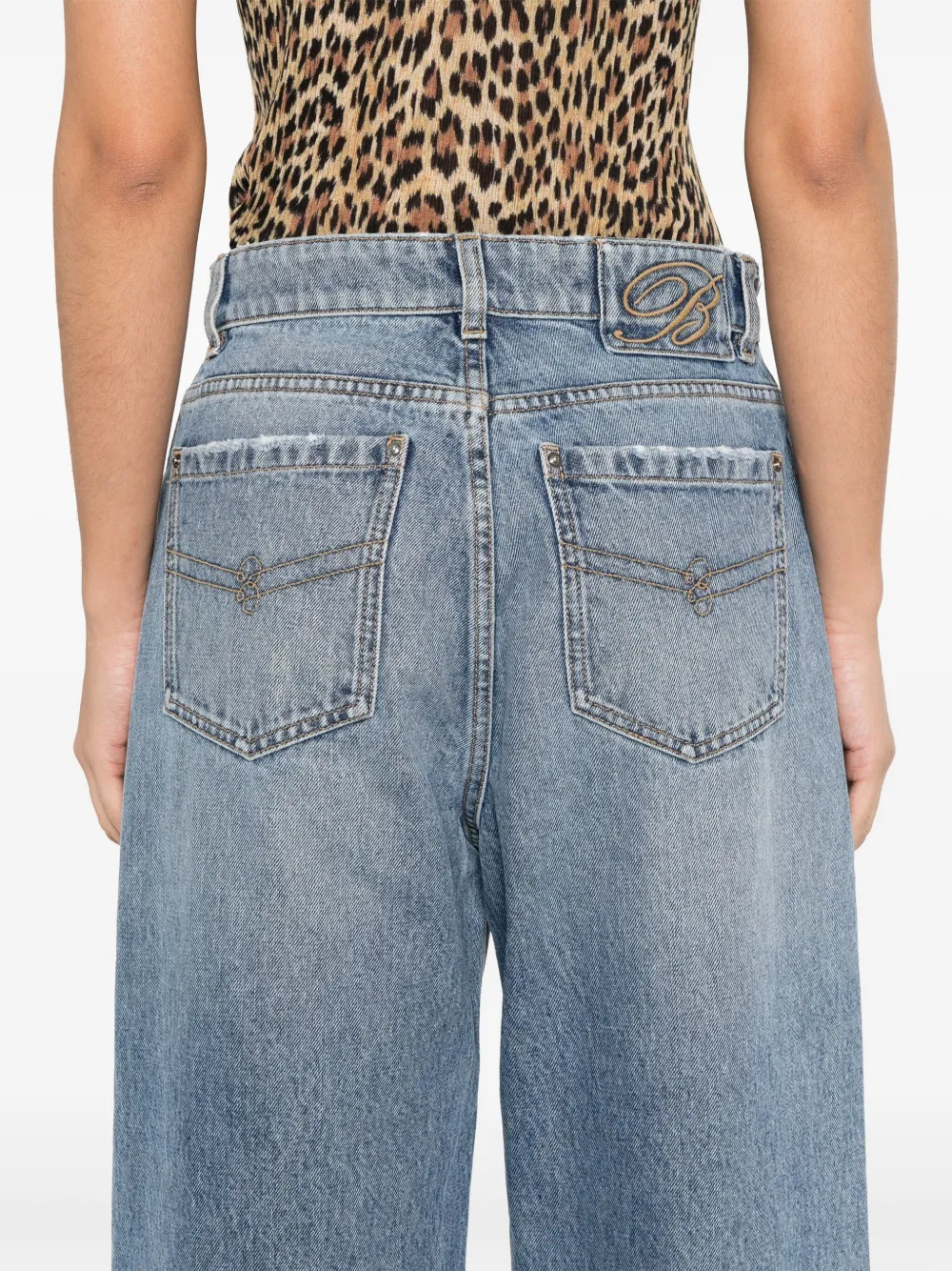 Blumarine Jeans met geborduurd logo Blauw