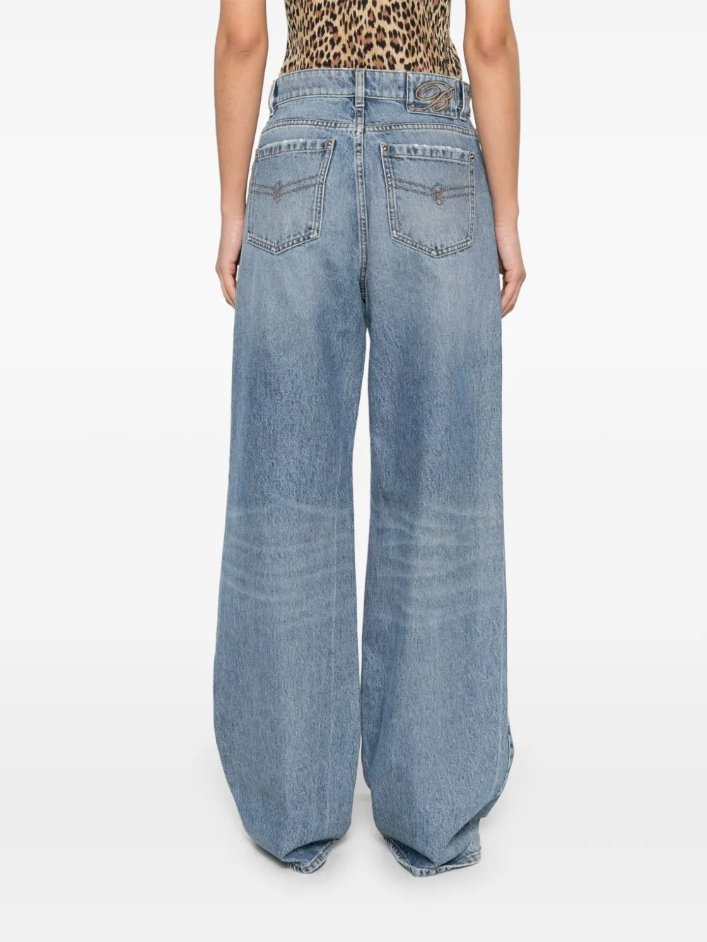 Blumarine Jeans met geborduurd logo Blauw
