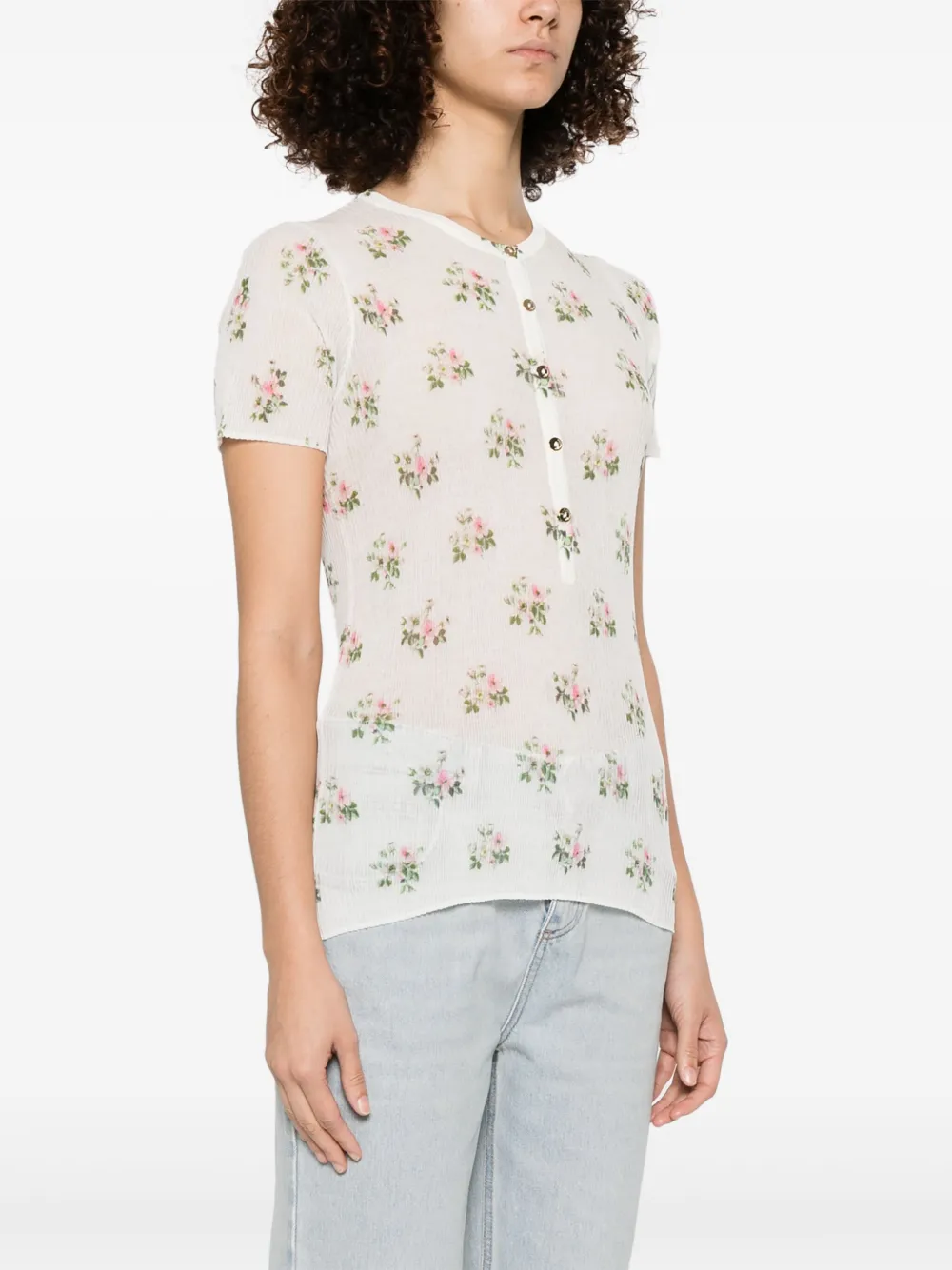 Blumarine T-shirt met bloemenprint Beige
