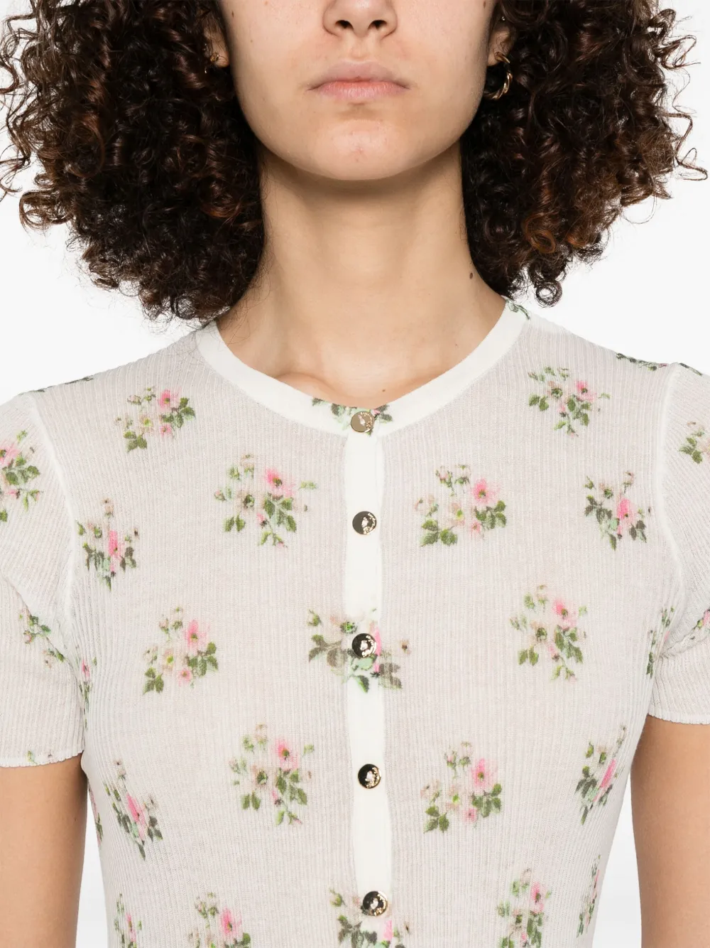 Blumarine T-shirt met bloemenprint Beige
