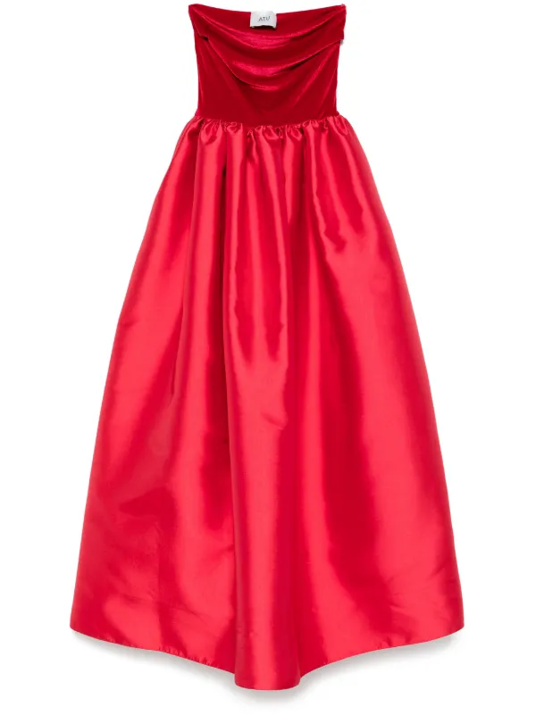 red bandeau maxi dress Salma