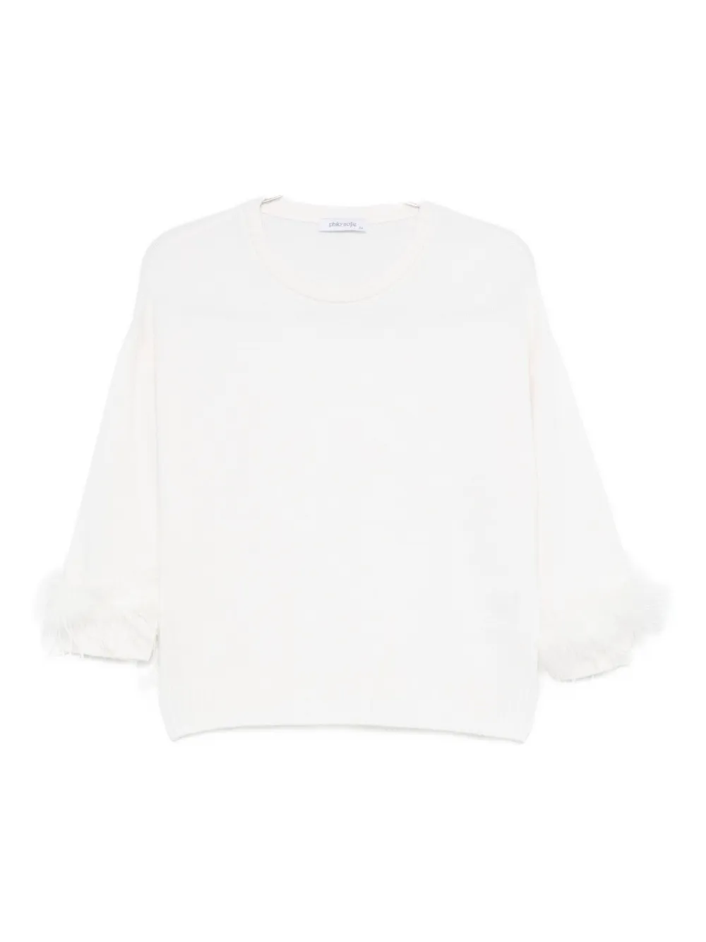 Philo-sofie Feather-trim Round-neck Sweater In White