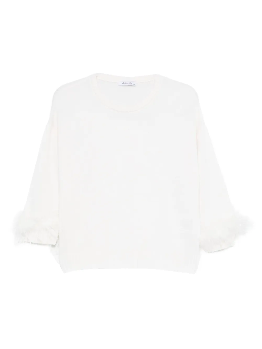 Philo-Sofie feather-trim round-neck sweater | White | Image 1