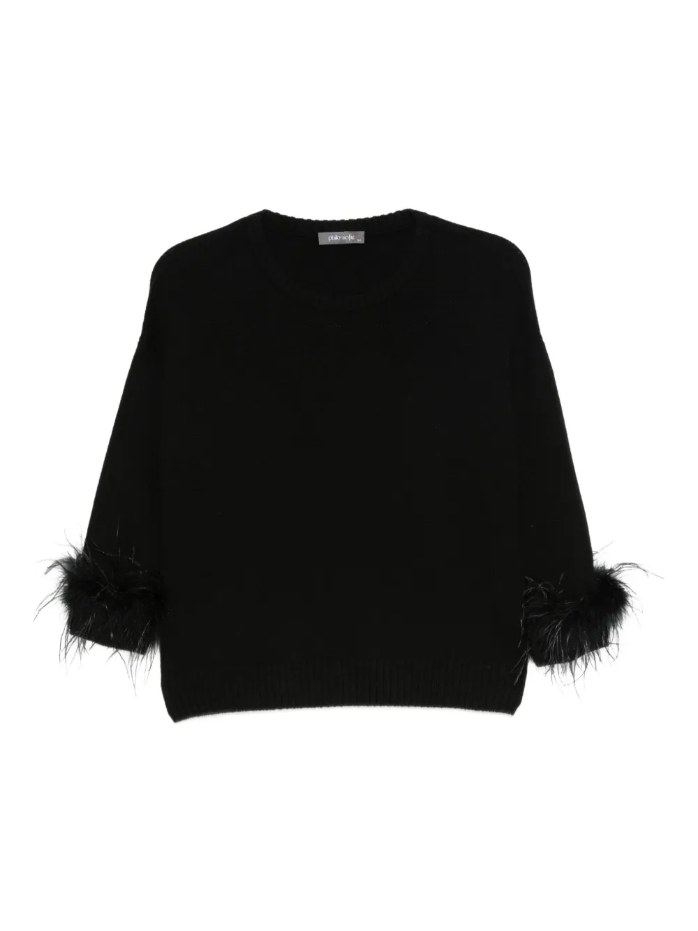 Philo-Sofie feather-trimmed crew-neck sweater | Black | Image 1