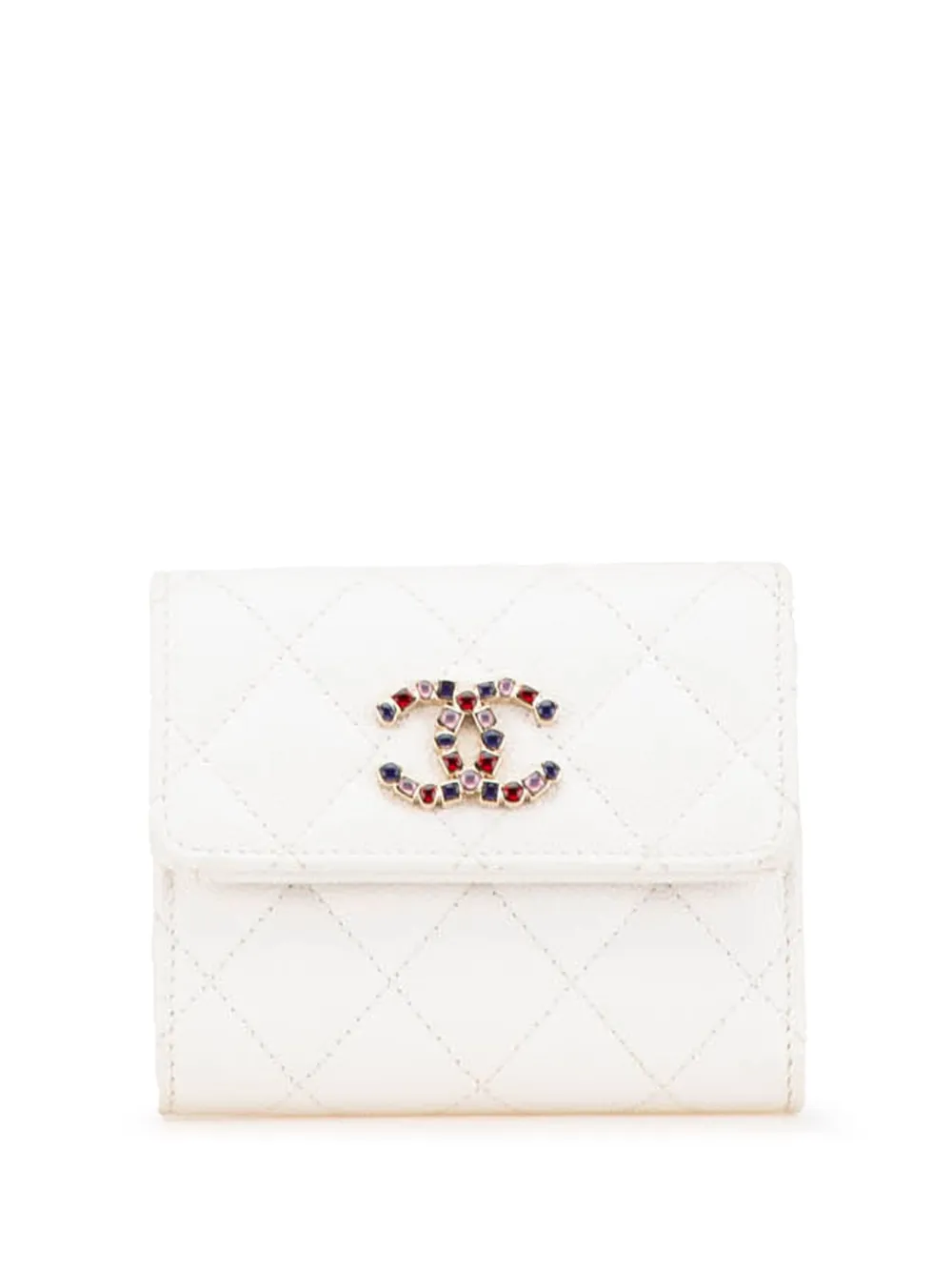 CHANEL Pre-Owned 2021-2024 CC Quilted Caviar Crystal Trifold Wallet small wallets | Image 1