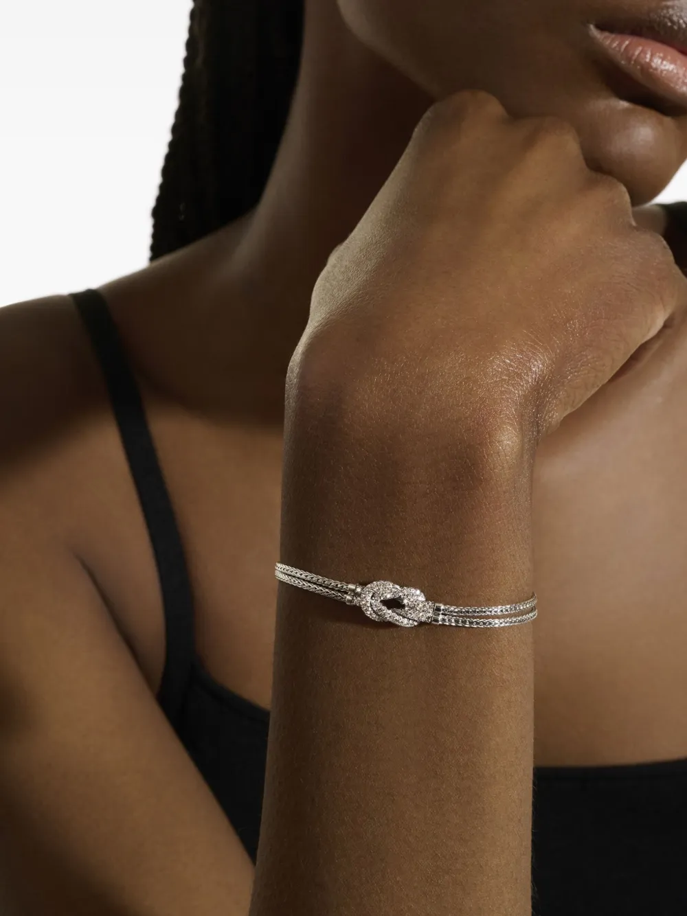 John Hardy Sterling zilveren Love Knot armband met diamant