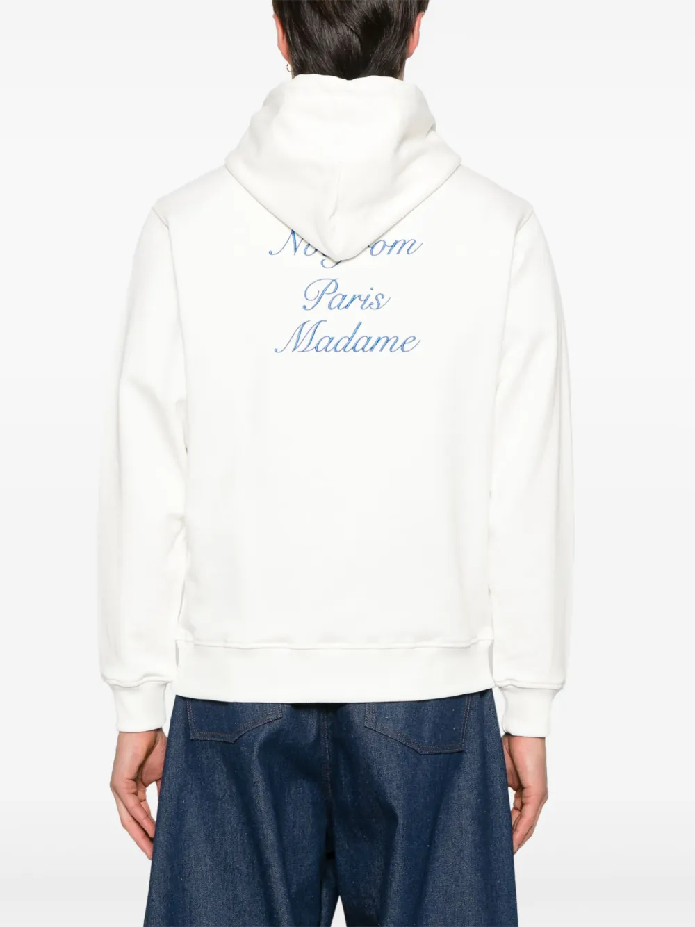Drôle De Monsieur Hoodie met geborduurde tekst Wit