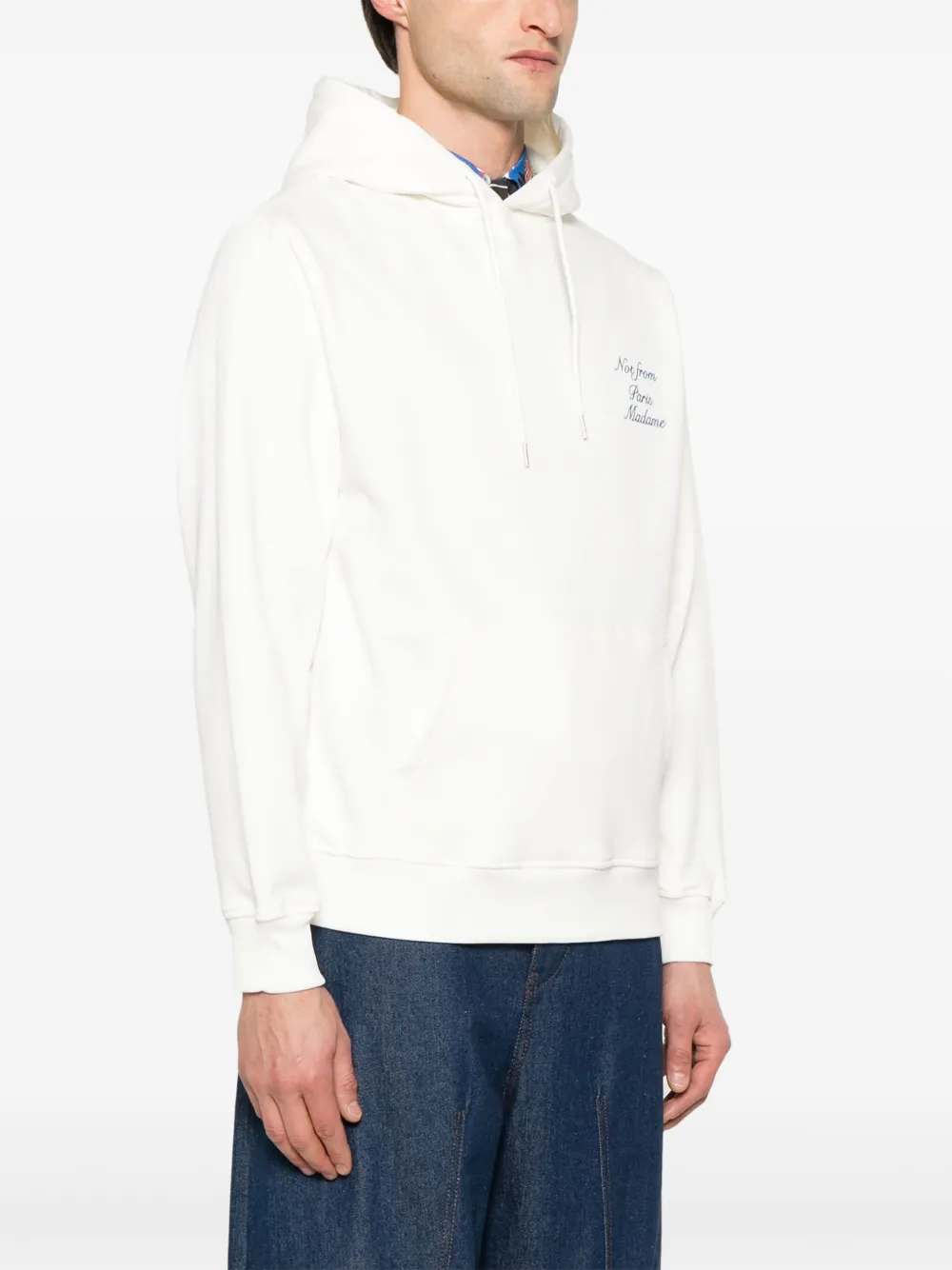 Drôle De Monsieur Hoodie met geborduurde tekst Wit