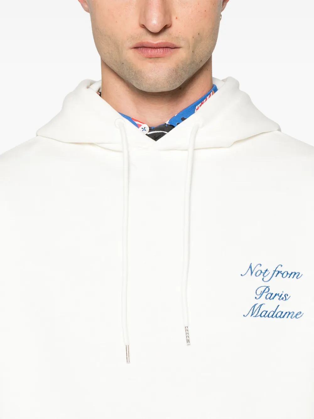 Drôle De Monsieur Hoodie met geborduurde tekst Wit