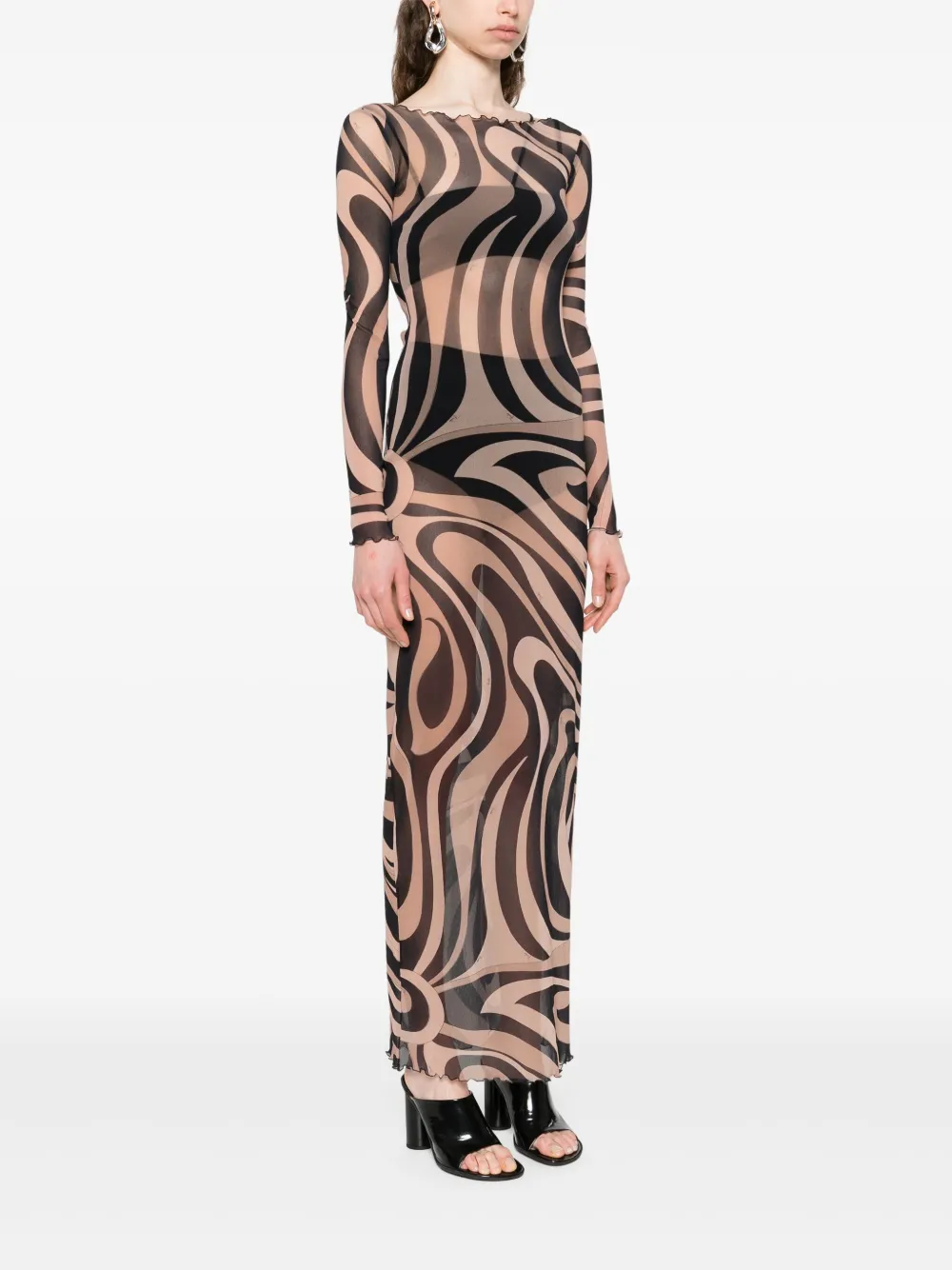 PUCCI Maxi-jurk met print Bruin