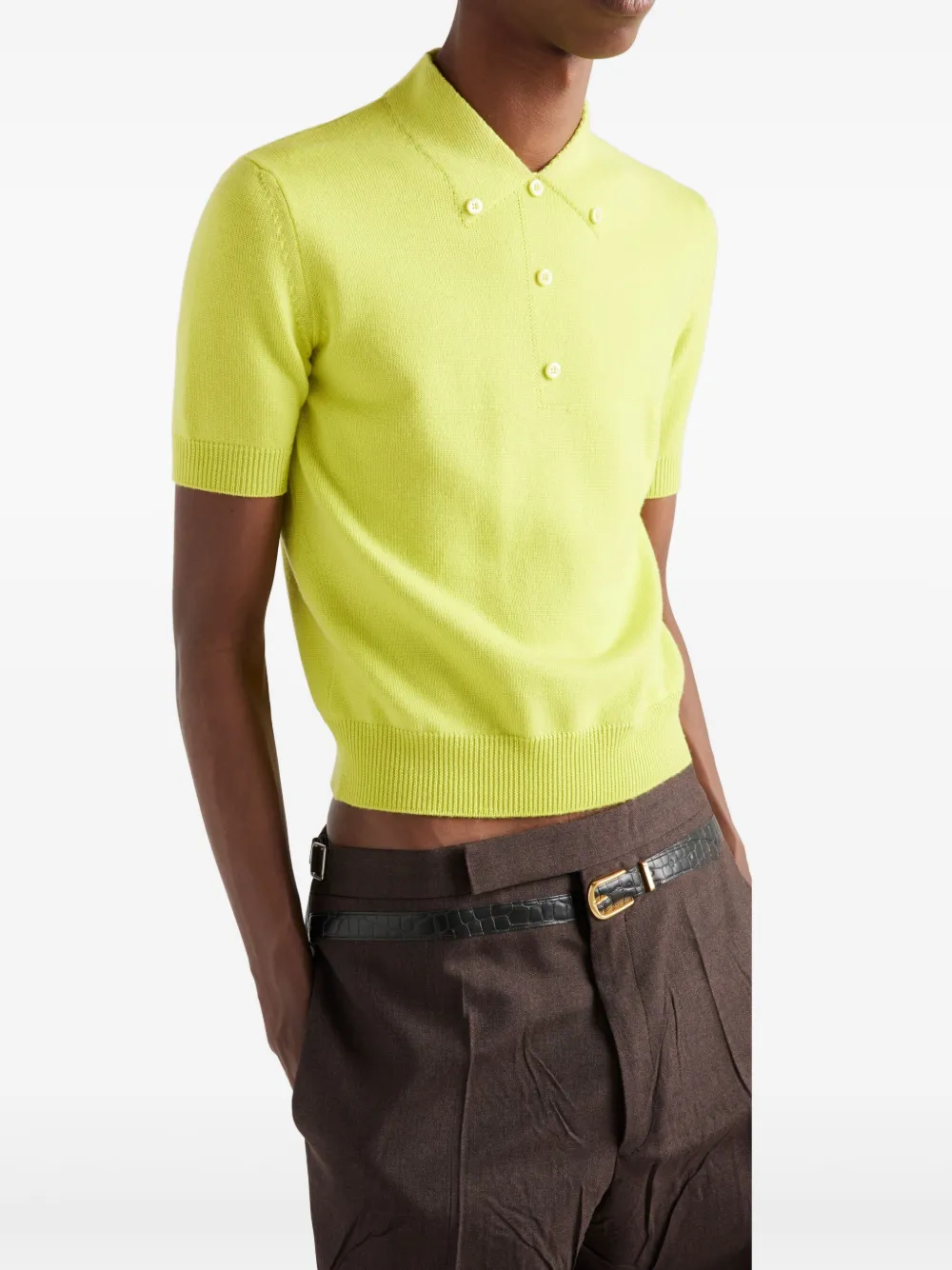 Prada Poloshirt van scheerwol Geel