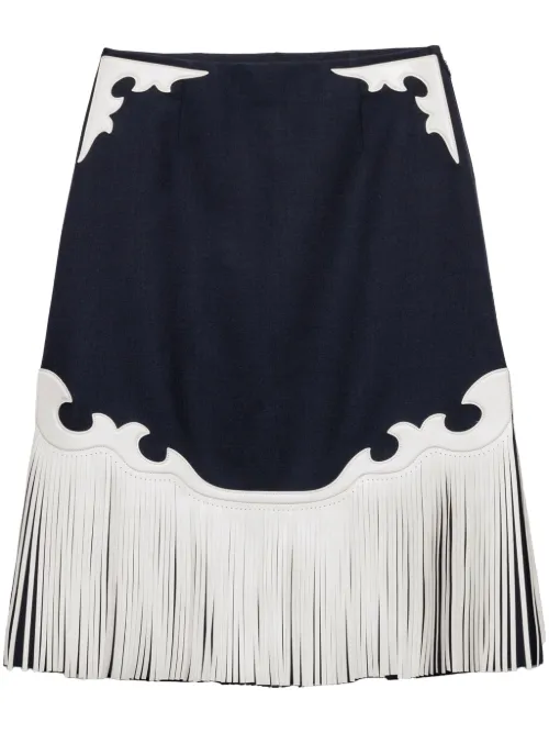 Jupe mi-longue à franges - Prada - Modalova