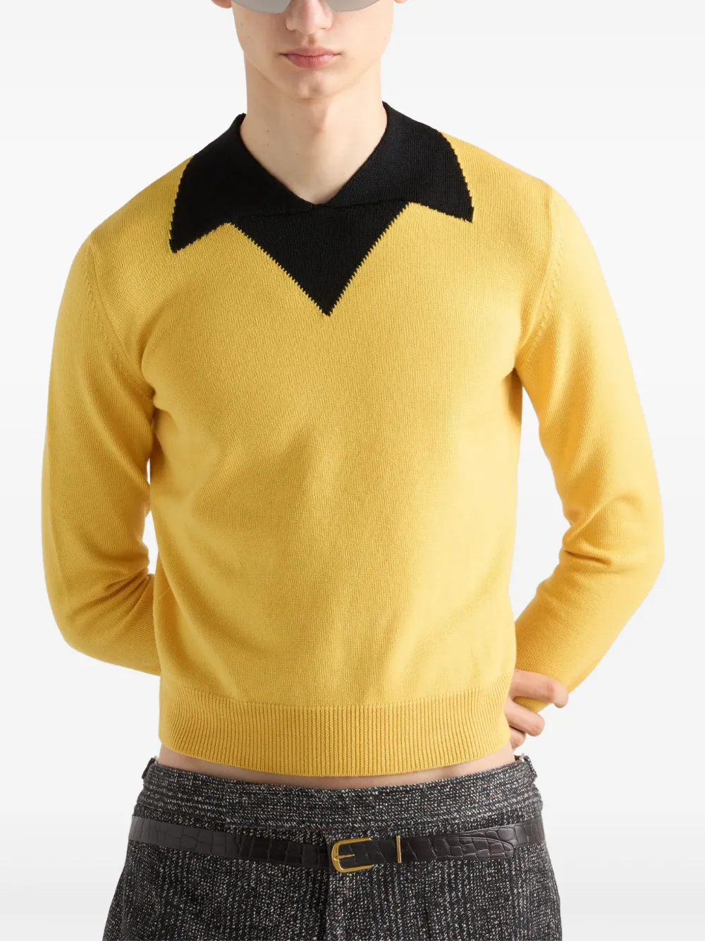 Prada Wollen poloshirt Geel