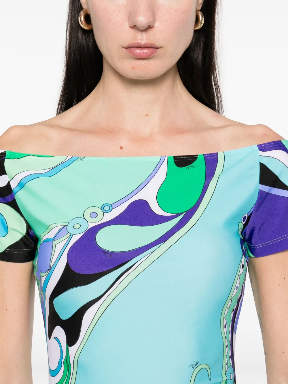 PUCCI Off-shoulder top Groen
