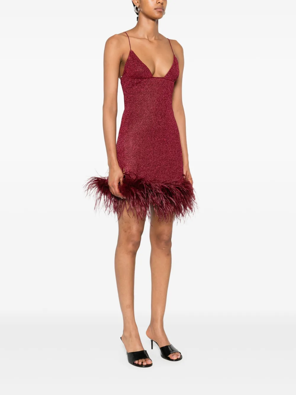Oséree Lumière Plumage mini-jurk Rood