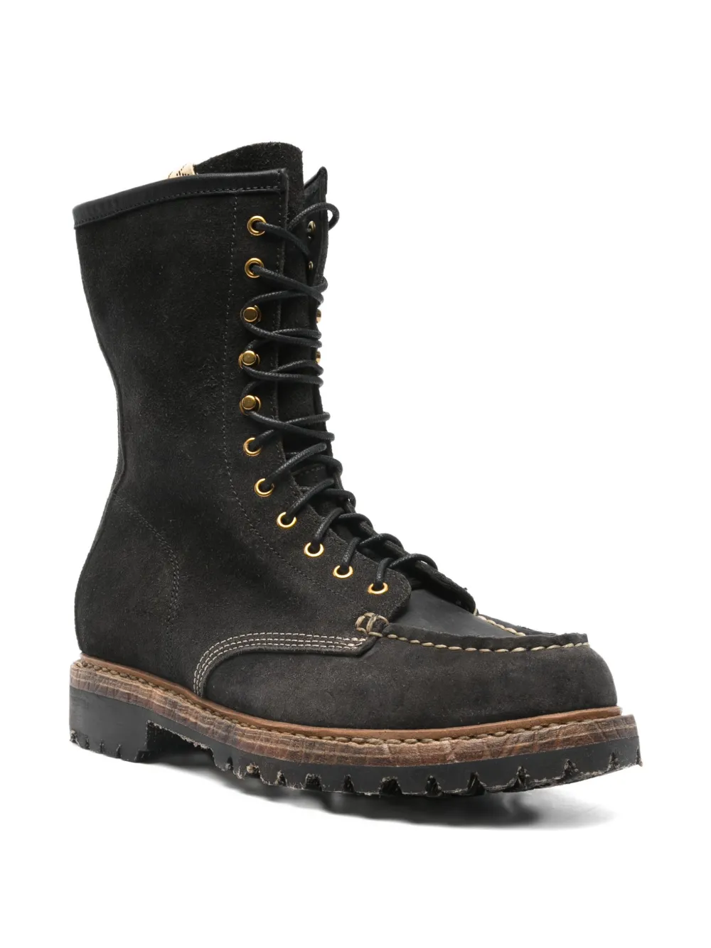 visvim lace-up leather boots Zwart