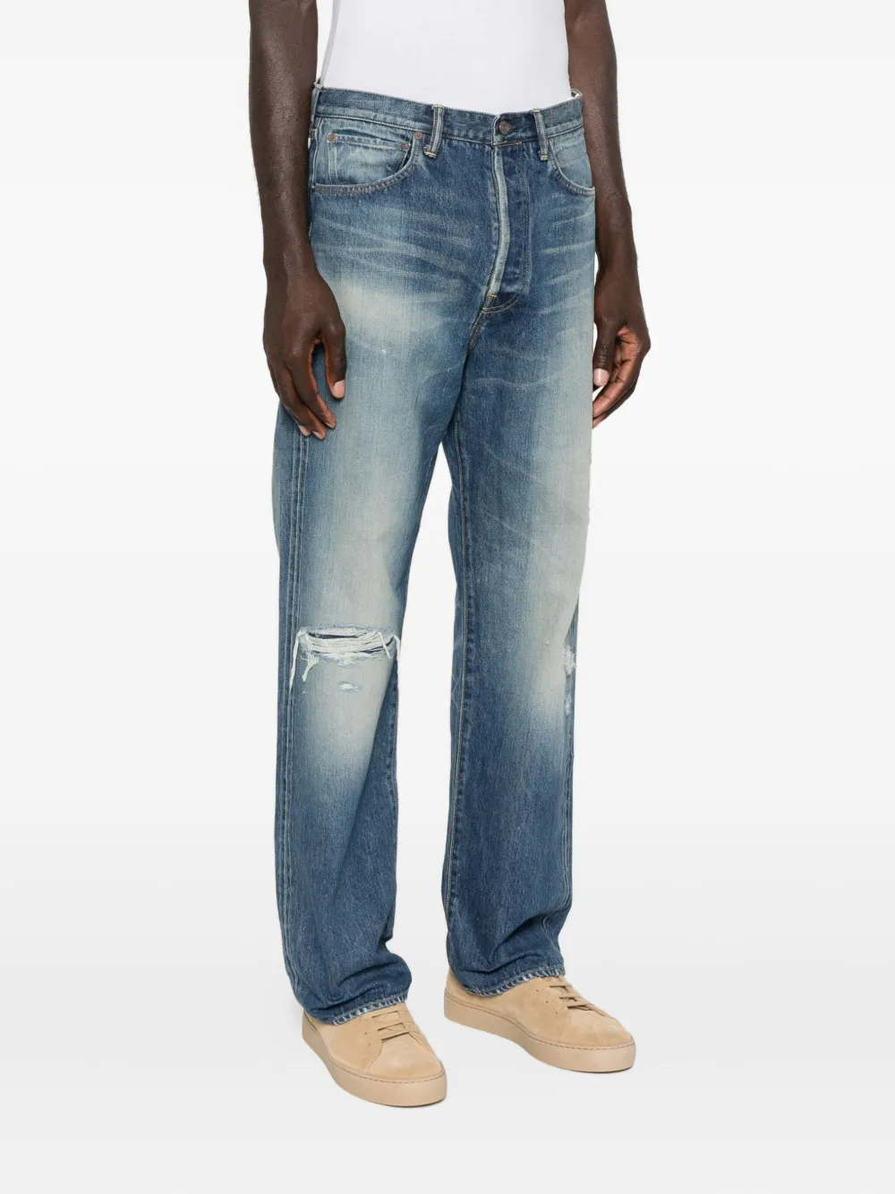 visvim Gerafelde jeans Blauw