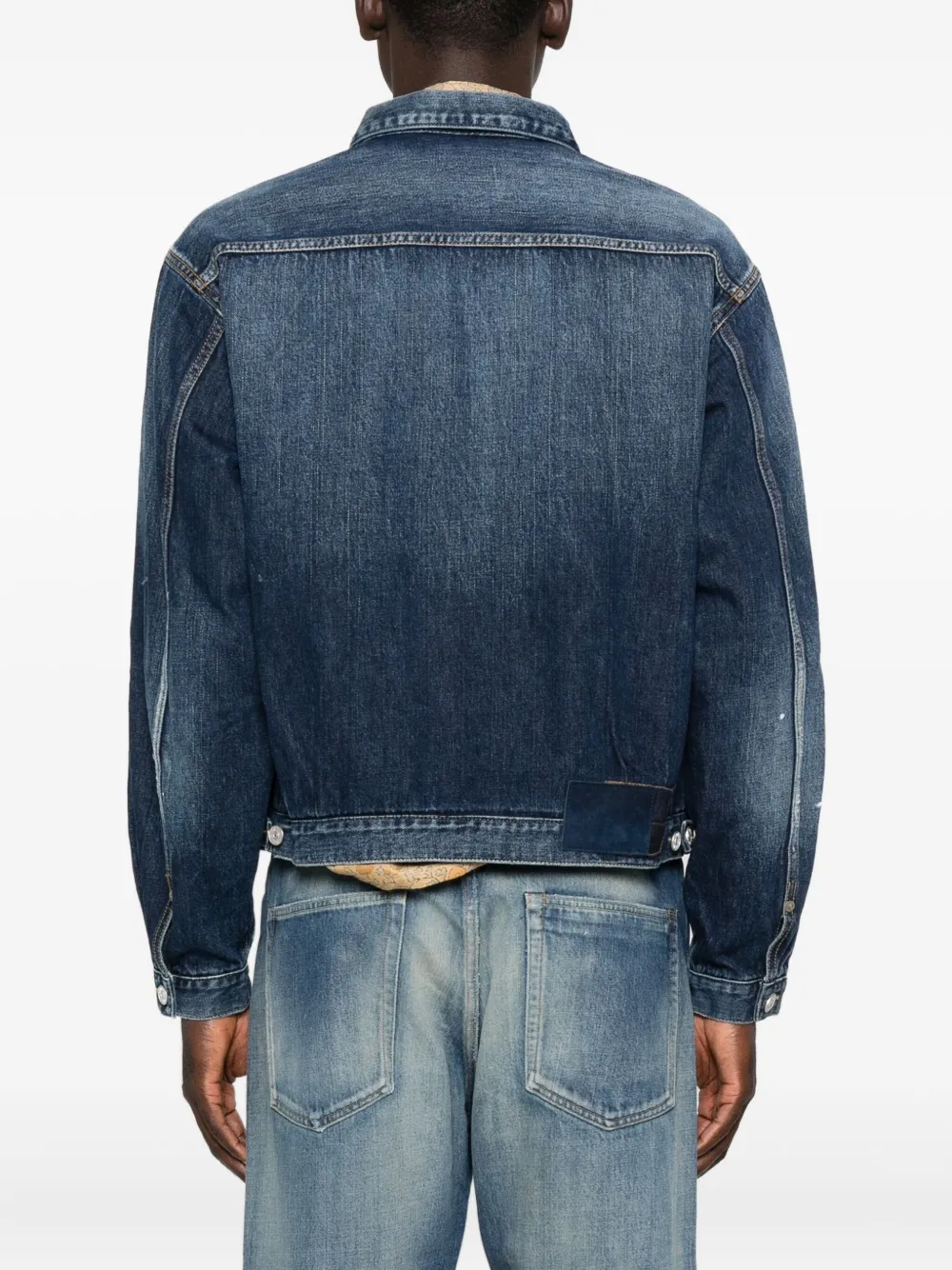 Visvim 101x Paint-splatter Denim Jacket In Blue