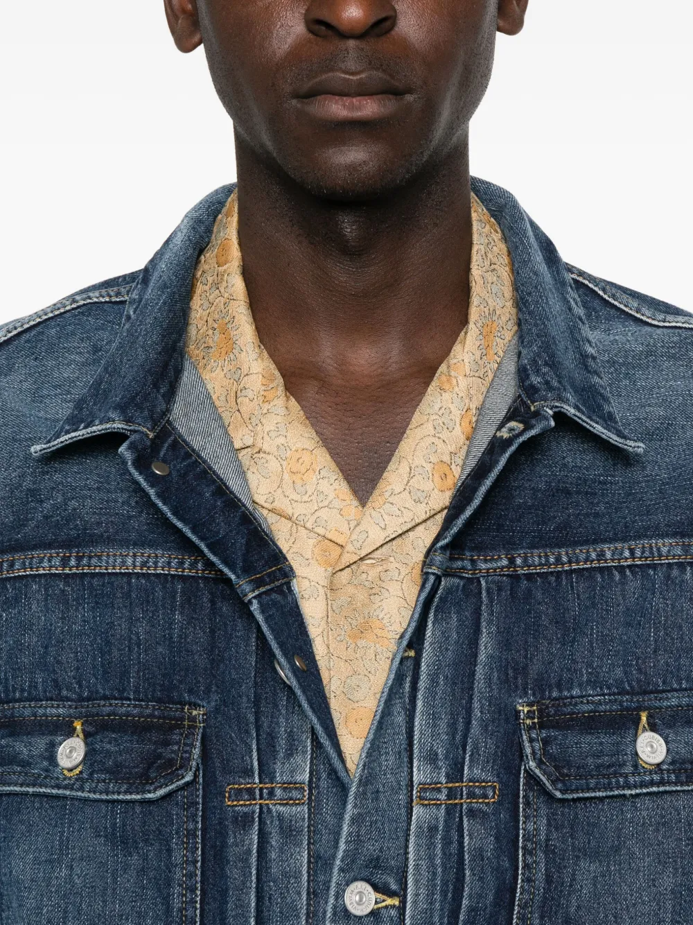 Visvim 101x Paint-splatter Denim Jacket In Blue
