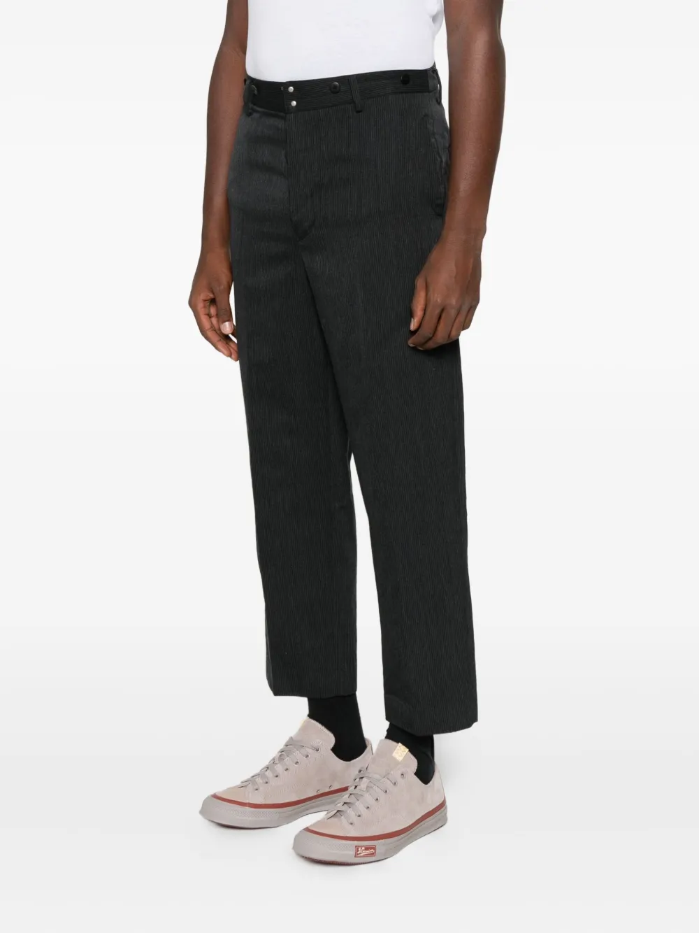Visvim Pastoral Pinstripe Trousers In Black