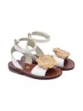 Pèpè Colette floral-embellished leather sandals - White
