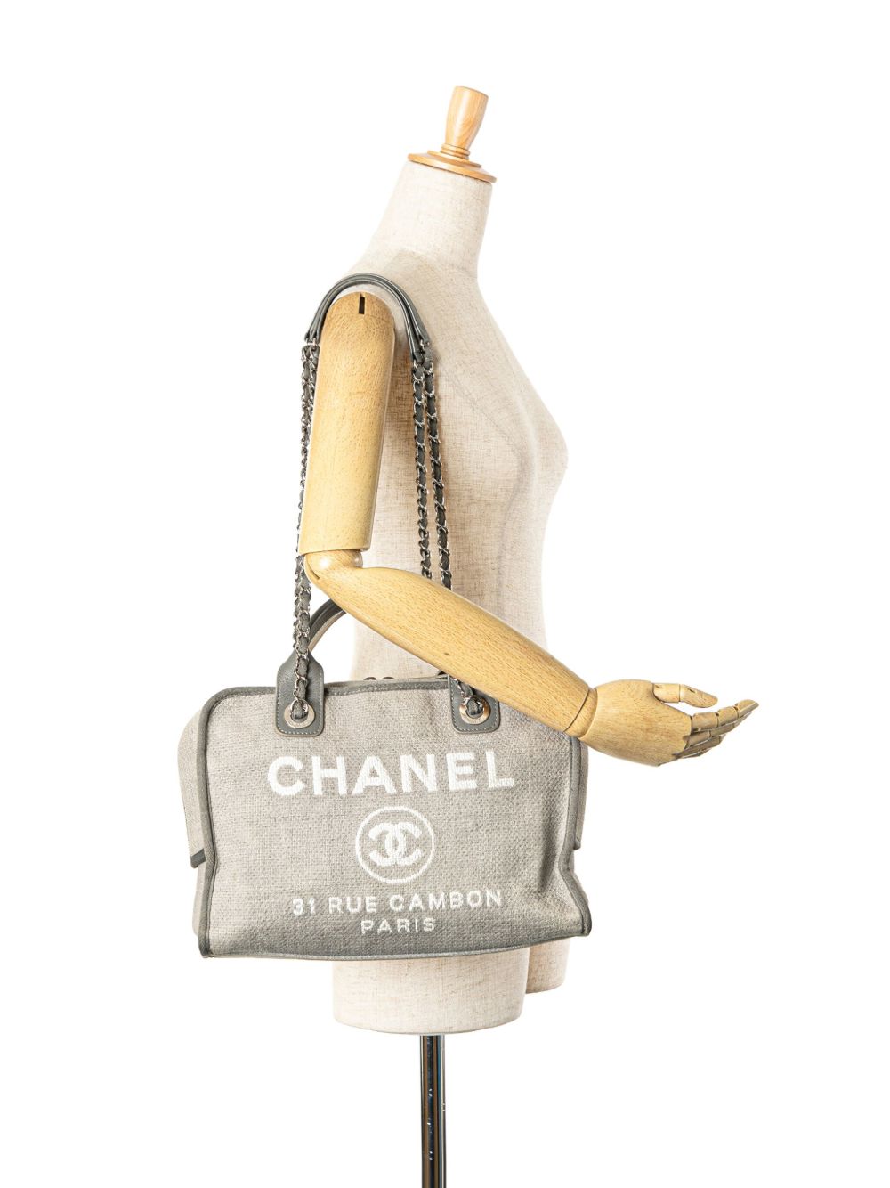 CHANEL Pre-Owned 2014-2015 Large Canvas Deauville Bowling satchel - Grijs