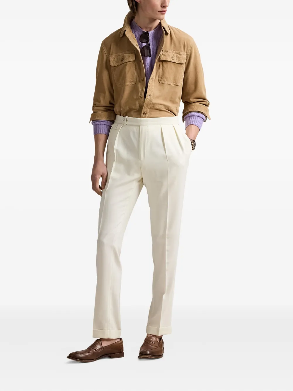 Polo Ralph Lauren Button-up suède shirtjack Beige