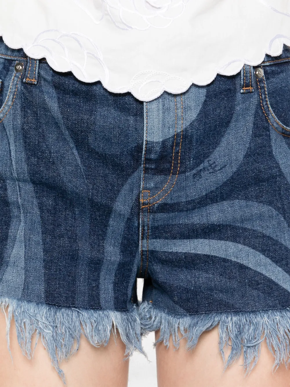 Shop Pucci Printed Denim Shorts In Blue