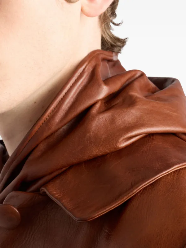 Prada レザーパーカー | ブラウン | FARFETCH JP