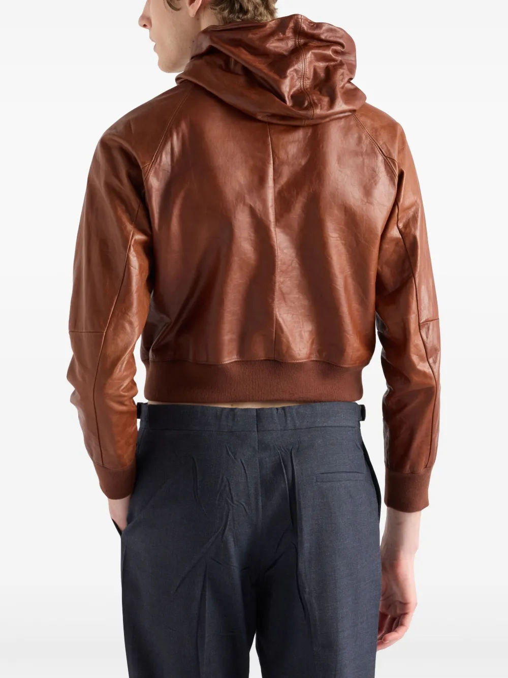 Prada Leren hoodie Bruin