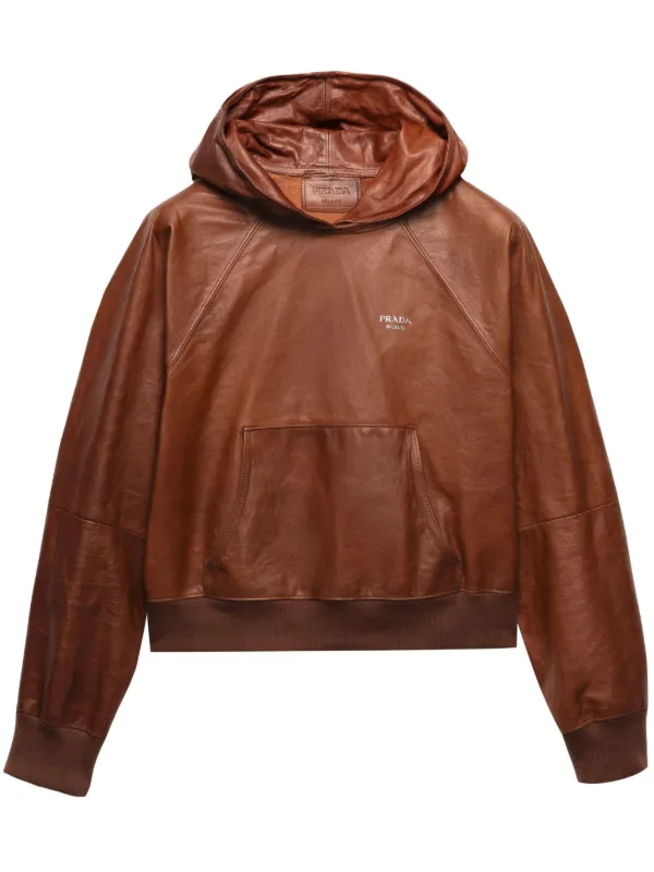 prada レザージャケット　レザーパーカー Prada レザーパーカー | ブラウン | FARFETCH JP