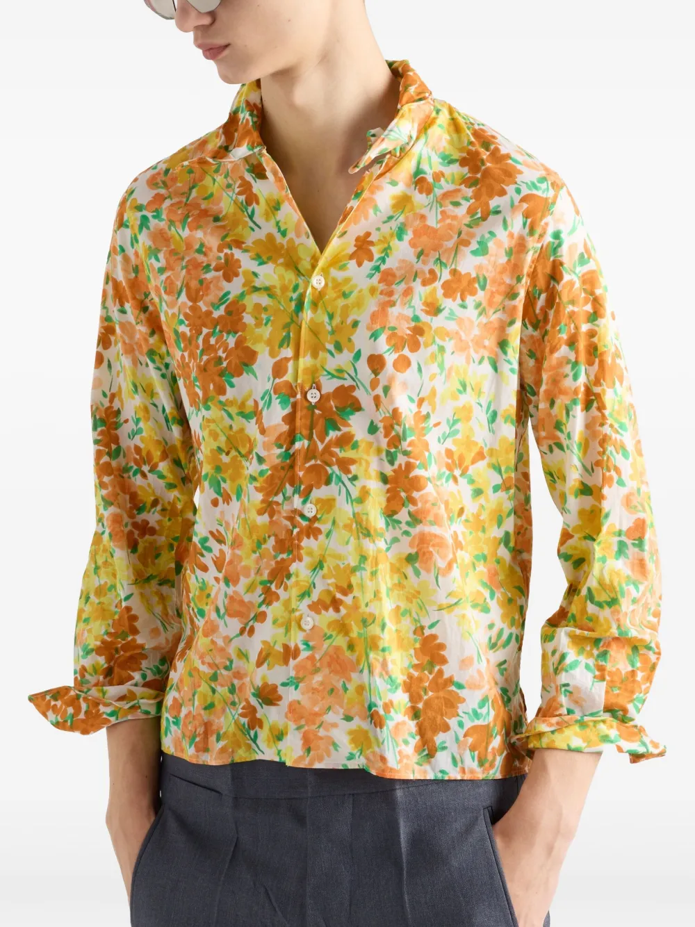 Prada Overhemd met bloemenprint Oranje