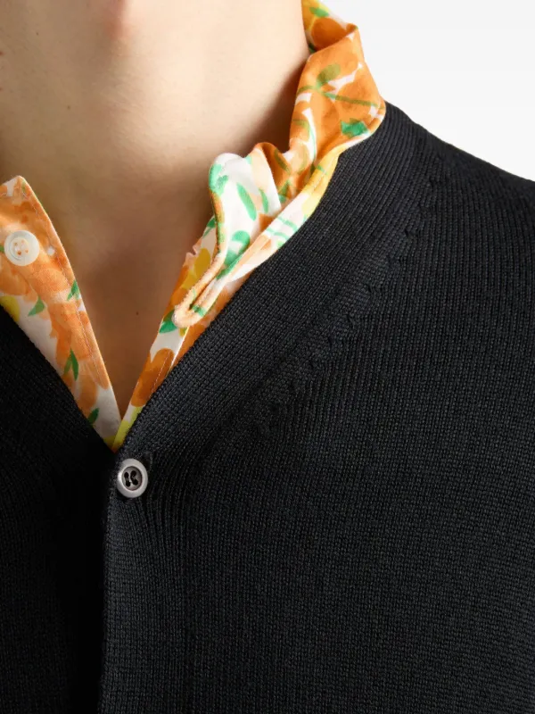 Prada floral-print Fringed Shirt | Black | FARFETCH