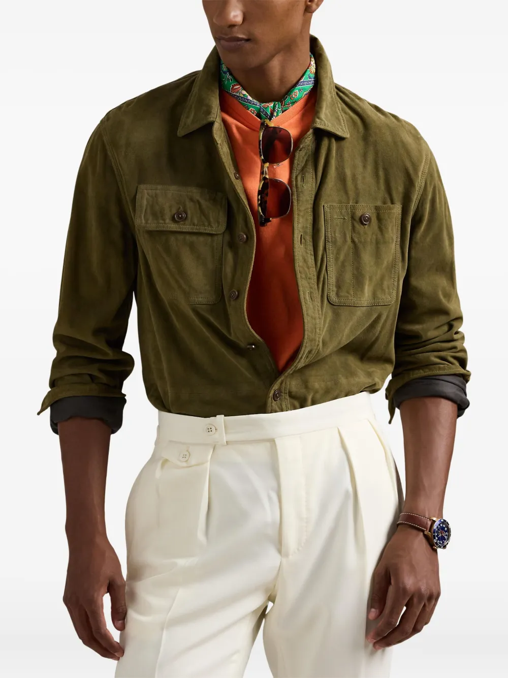 Polo Ralph Lauren Suède shirtjack Groen