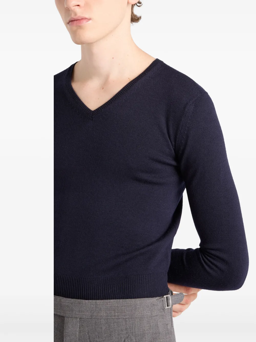 Prada Wollen trui met V-hals Blauw