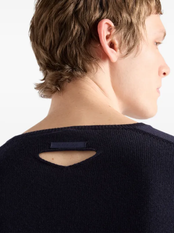 Prada Wool V-neck Sweater | Blue | FARFETCH UK
