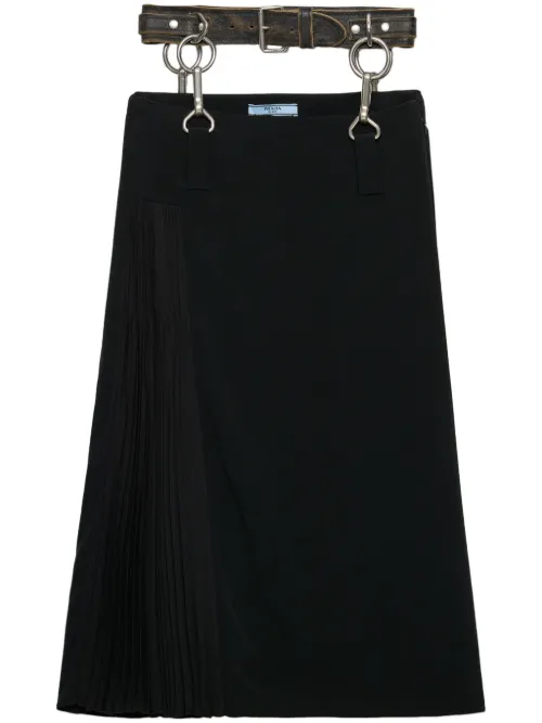 Jupe plissée à taille ceinturée - Prada - Modalova