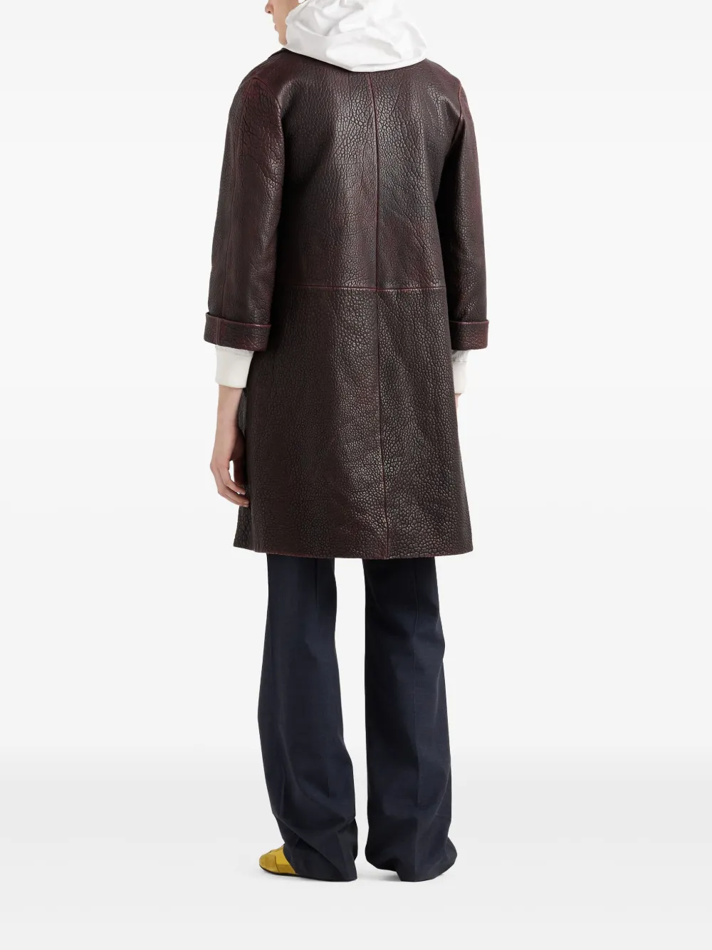 Prada Leather zip-up Hoodie | White | FARFETCH