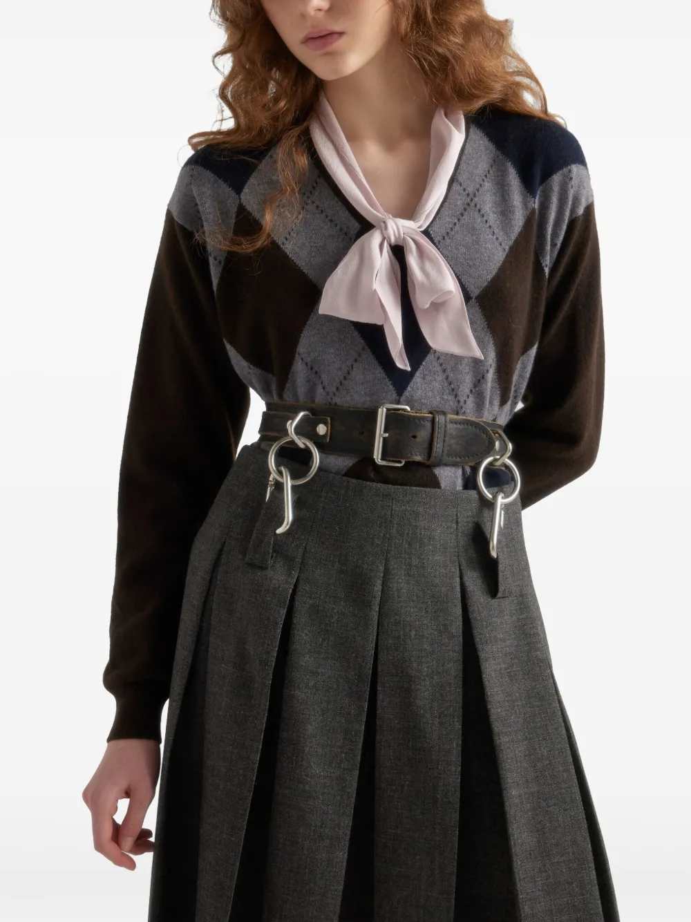 Prada Kasjmier trui met V-hals Bruin