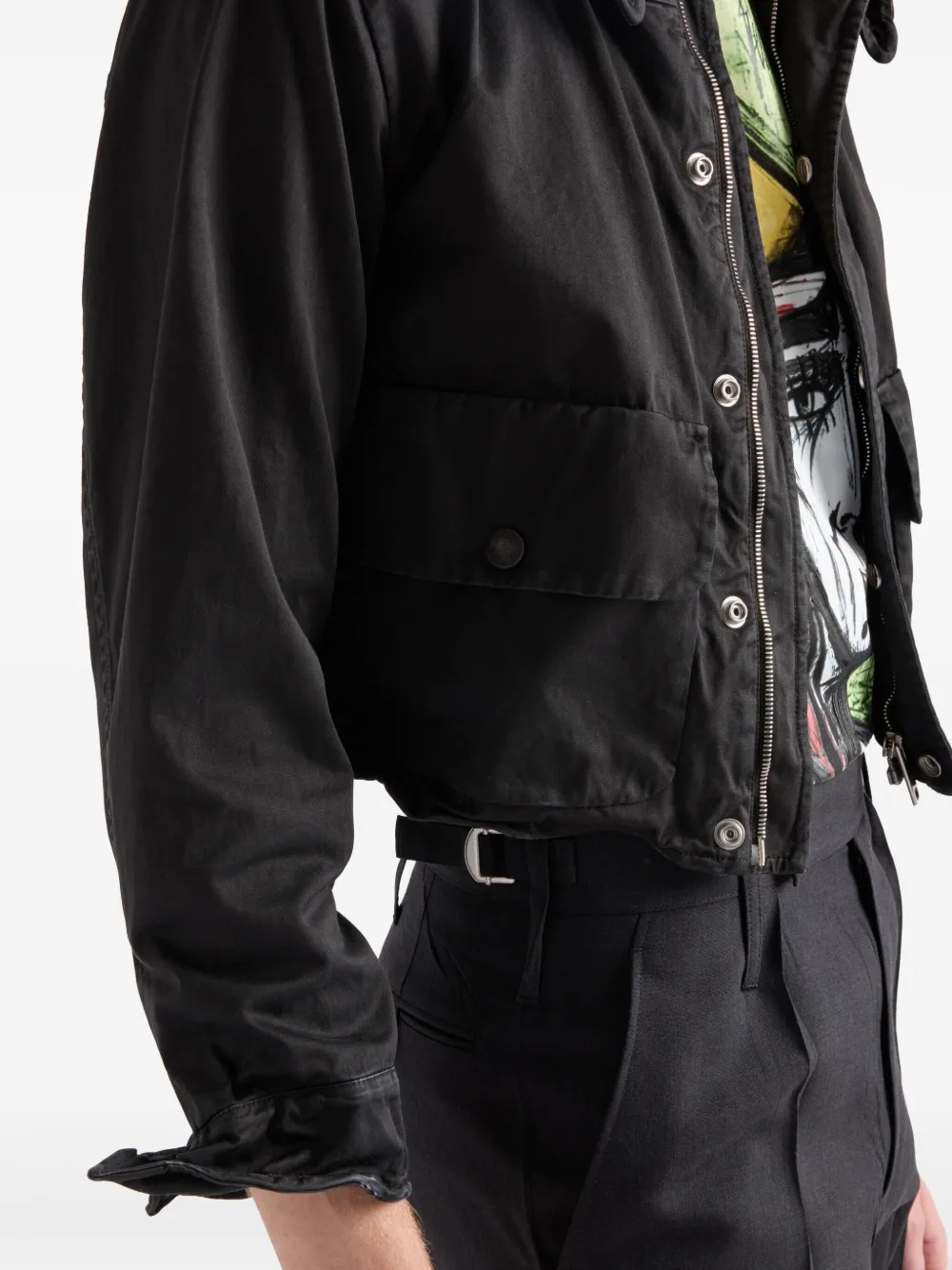 Prada Cropped katoenen blouson jack Zwart