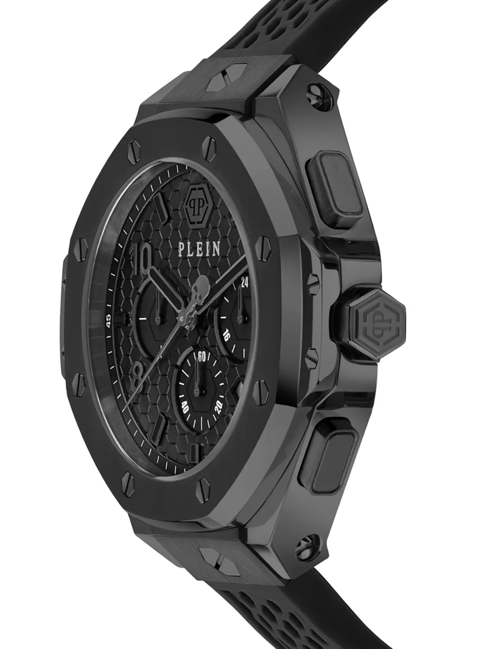 Philipp Plein Plein Chrono Royal Silicone Watch In Black