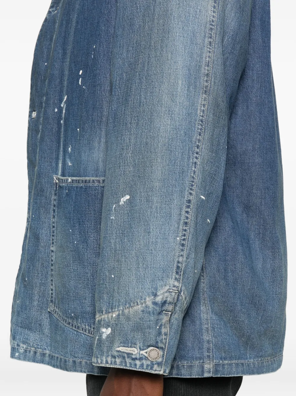 Visvim Patch-pocket Denim Overcoat In Blue