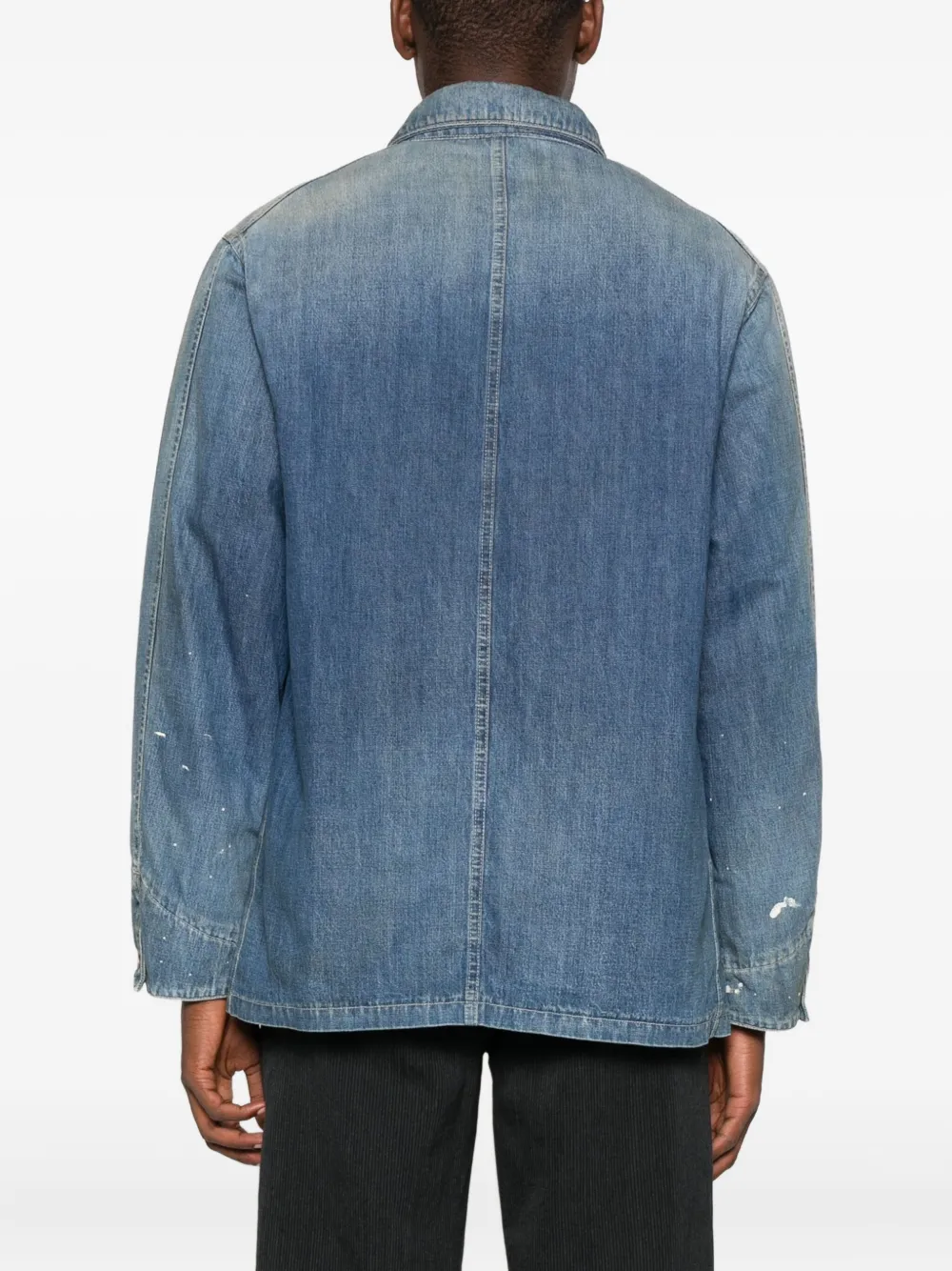 Visvim Patch-pocket Denim Overcoat In Blue