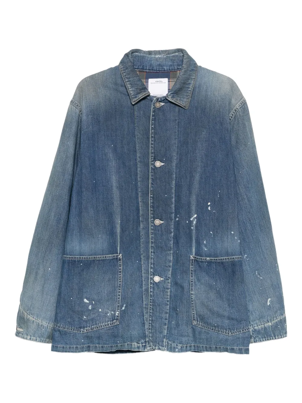 visvim patch-pocket denim overcoat | Blue | Image 1