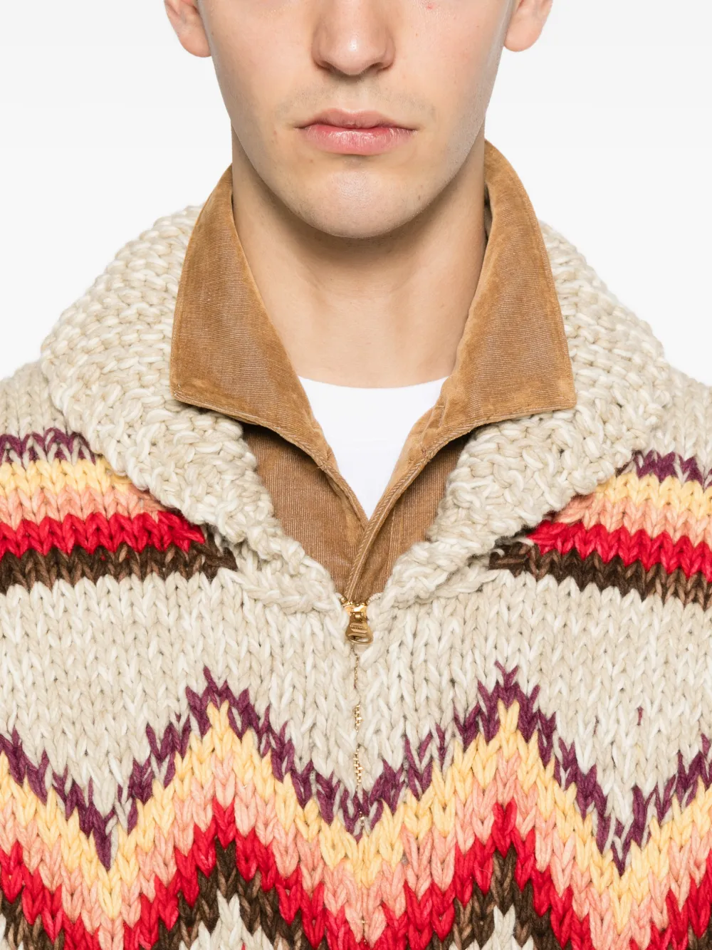 Visvim Zigzag-pattern Knit Cardigan In Multi