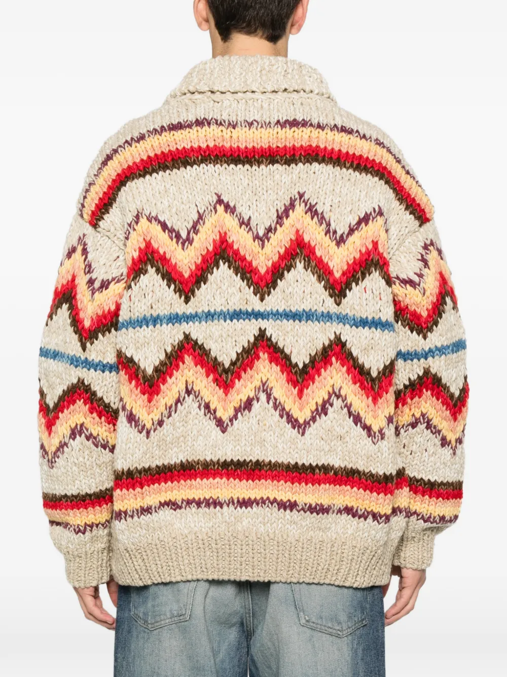 Visvim Zigzag-pattern Knit Cardigan In Multi