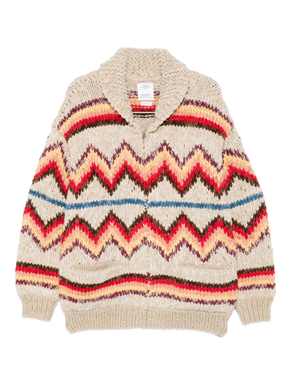 visvim zigzag-pattern knit cardigan | neutro | Image 1