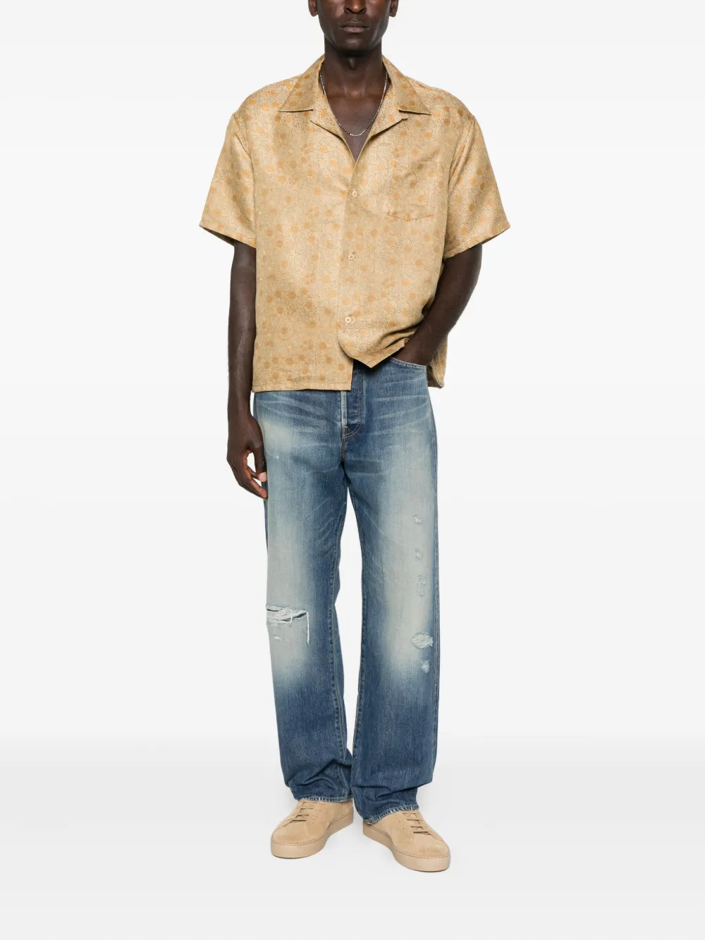 Visvim Crosby floral-jacquard shirt - Beige