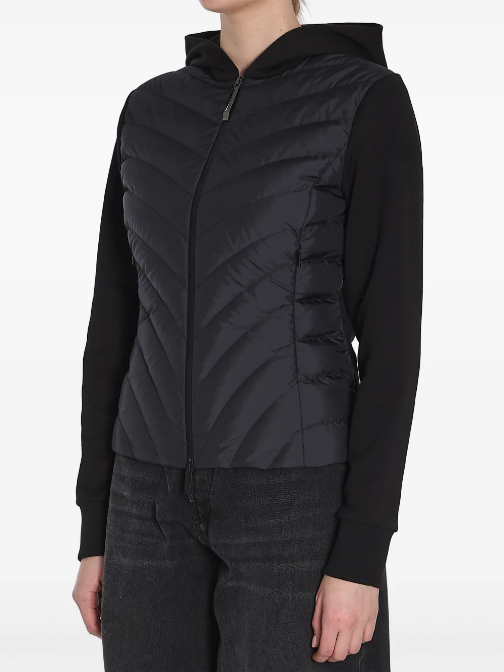 Moncler Hoodie met diagonale voering - Zwart