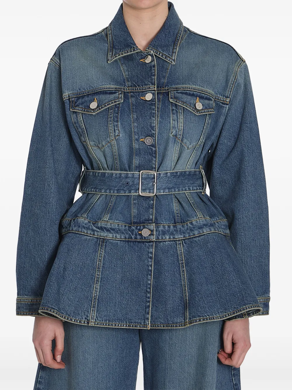 Alaïa chamarra de mezclilla con peplum | azul | Image 1